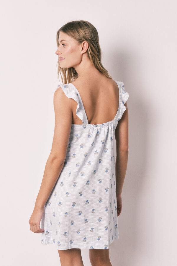 Women'secret Blue printed cotton short nightgown blue