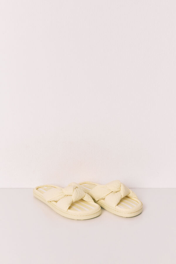Women'secret Yellow volume bow slippers printed