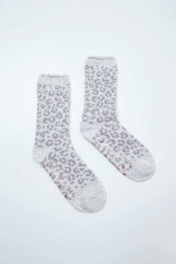 Women'secret Grey animal print long socks grey