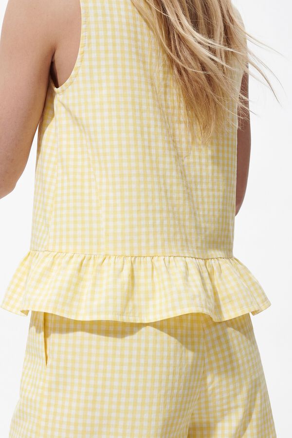 Pieces Gingham print top black