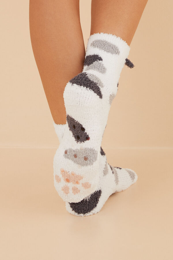 Womensecret Fluffy cat socks white