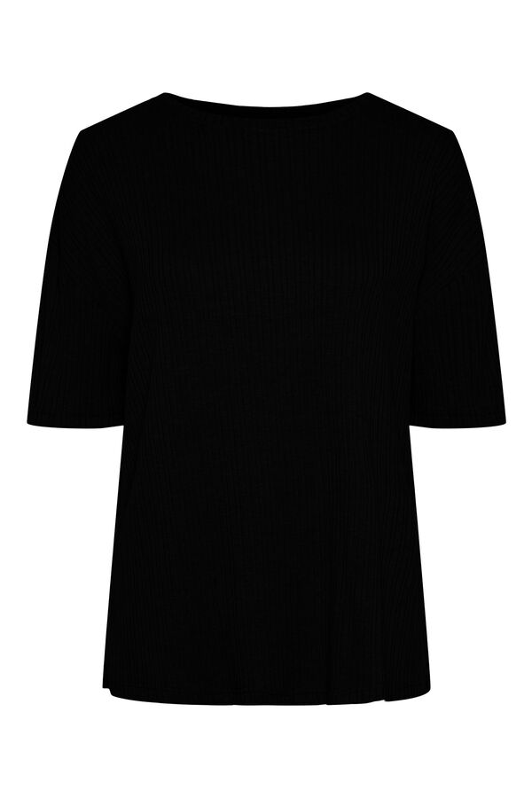 Womensecret T-shirt de mulher de manga curta e gola fechada. Contém algodão. preto