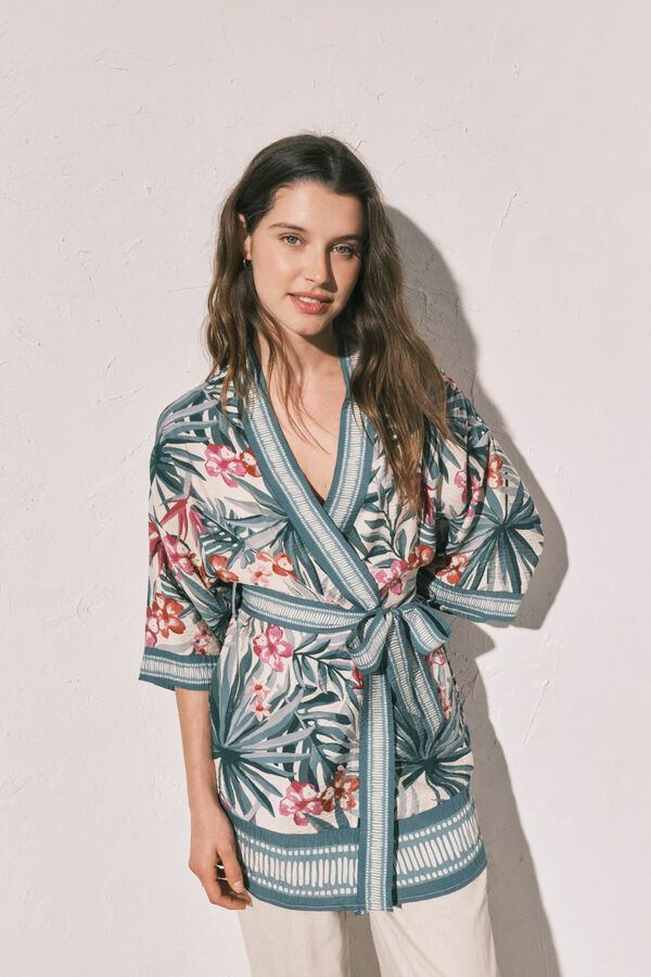 Women'secret Green print kimono green