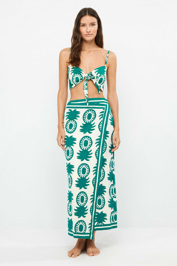 Gisela Pineapple print sarong skirt white