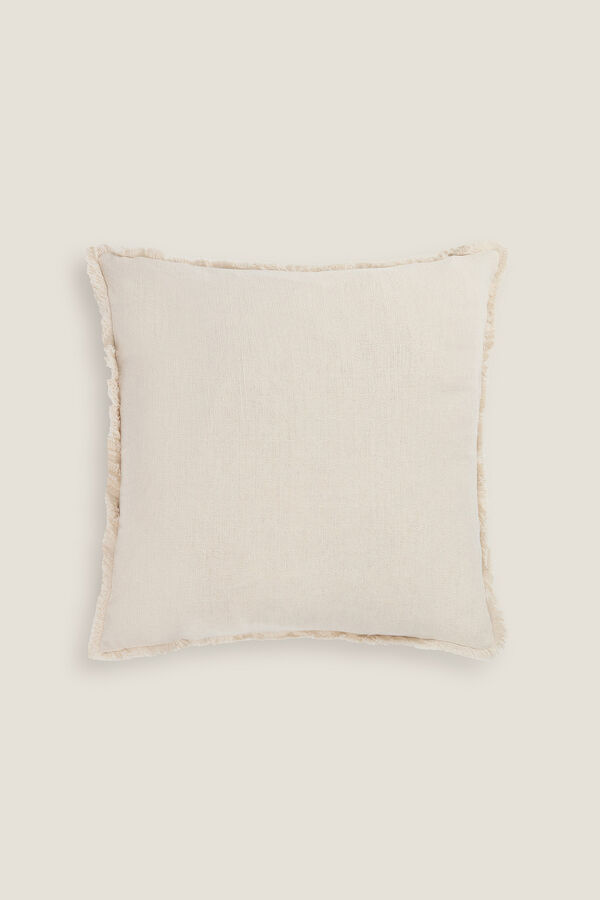 Textura Embroidered leaves cushion cover green