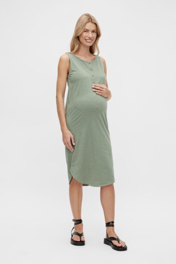 Mamalicious Vestido midi de algod&oacute;n doble funci&oacute;n  verde