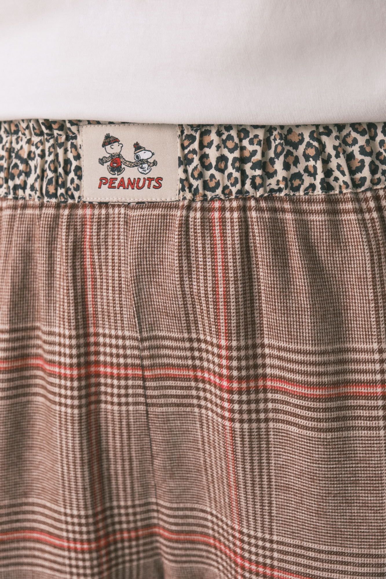 Women'secret Pijama longo 100% algod&atilde;o estampado xadrez Snoopy