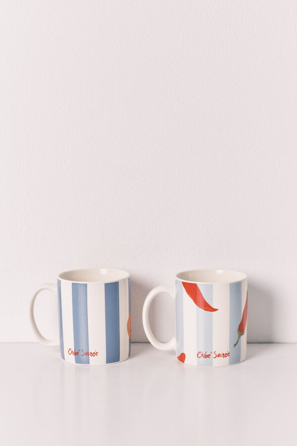 Women'secret Striped, chilli and tomato print 2-pack cups beige