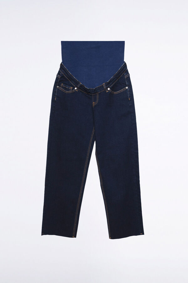 Ohma! Dunkelindische Jeans mit geradem Bein Blau