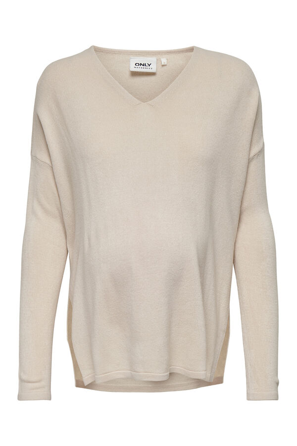 Only Maternity Jersey de punto premam&aacute; con cuello V y hombros ca&iacute;dos gris