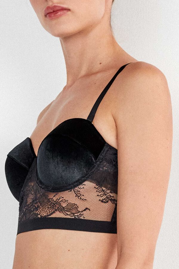 Gisela Lace and velvet bustier black