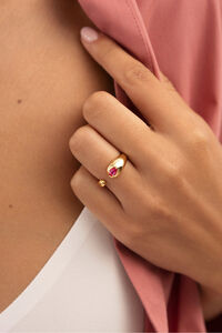 Singularu Vergoldeter Ring mit doppeltem Pink-Tropfen