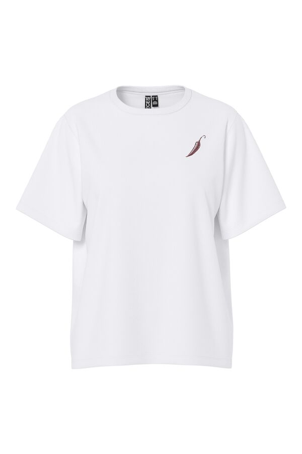 Pieces Camiseta algod&oacute;n org&aacute;nico estampada blanco
