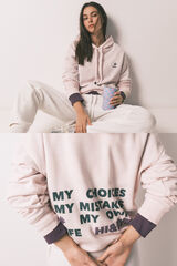 HI&BYE Pink cotton fleece hooded sweatshirt pink