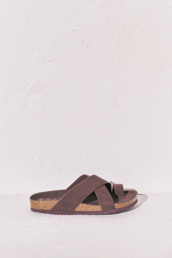 Women'secret Burgundy cross-strap bio sandals printed