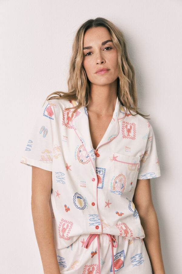 Women'secret Multicoloured print white classic long pyjamas white