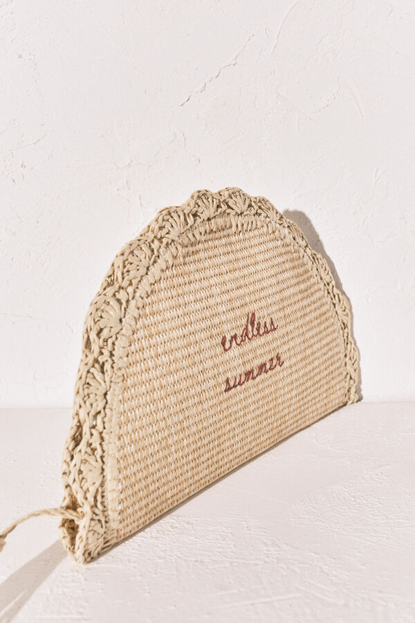 Women'secret Raffia vanity case handbag nude