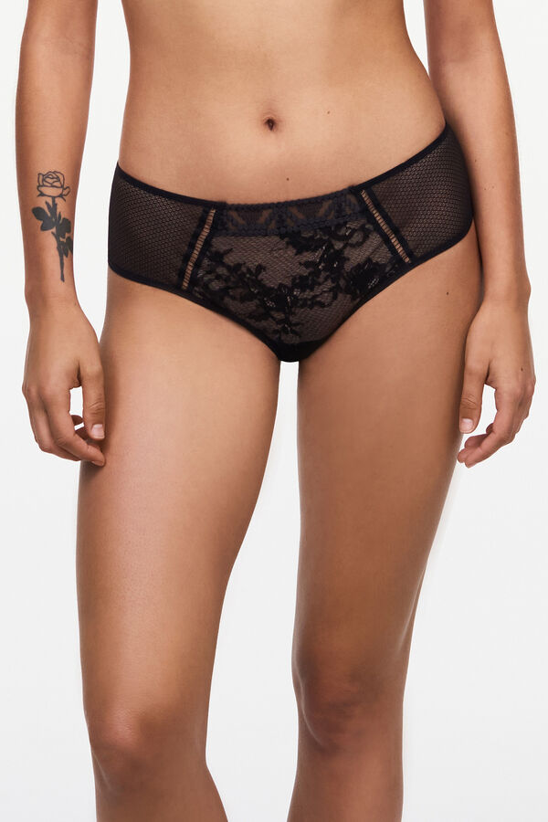 Womensecret Olivia boyshort panty in embroidered tulle and lace noir