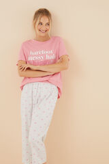 Womensecret Pijama Capri 100% algodón rosa La Vecina Rubia rosa