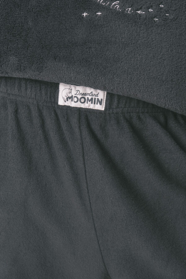 Women'secret Grey printed fleece long pyjamas Moomin grey