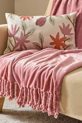 Textura Fringed fleece throw blanket pink
