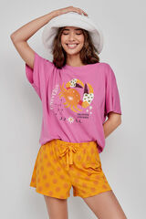 Gisela Fuchsia print short pajamas Rosa