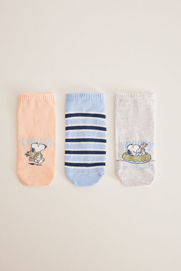 Womensecret Pack of 3 short Snoopy socks printed