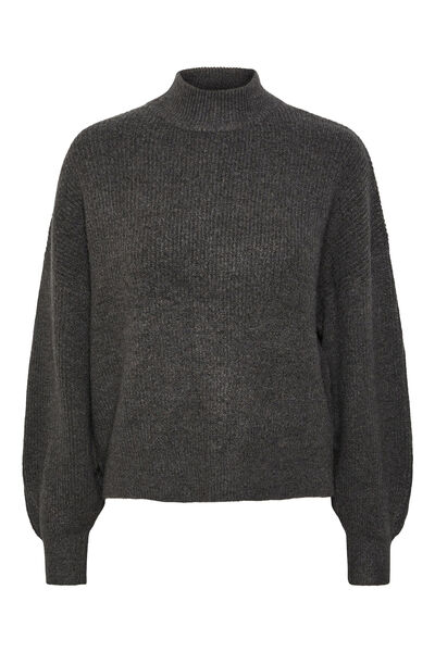 Womensecret Soft-feel jumper with a high neck, puffed sleeves and ribbed fabric. Grau