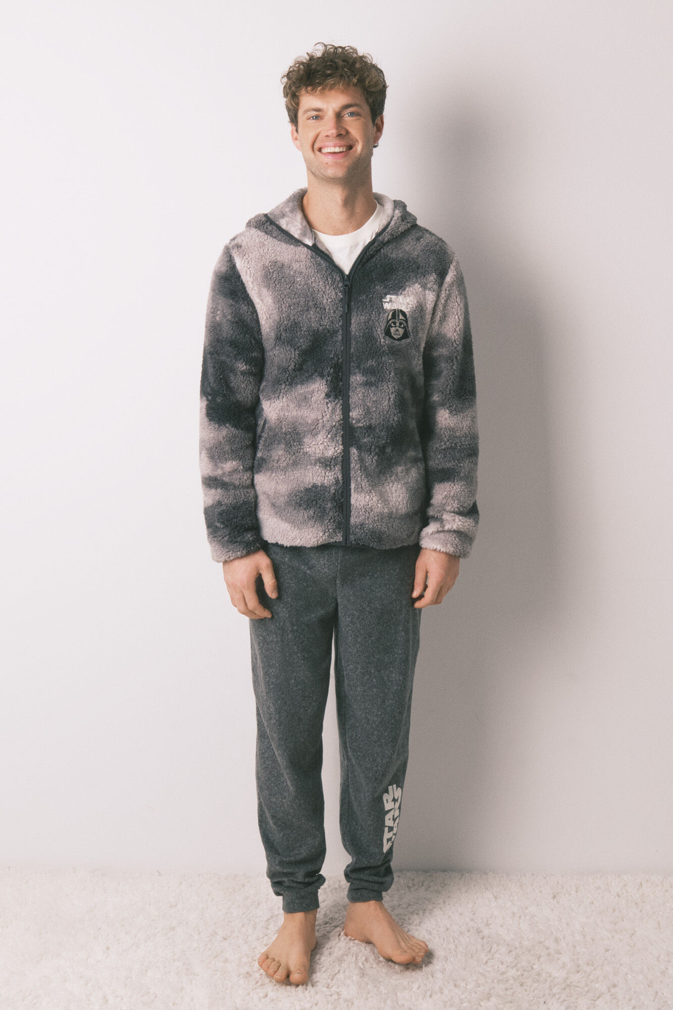 Women'secret Men's short grey faux shearling Star Wars robe