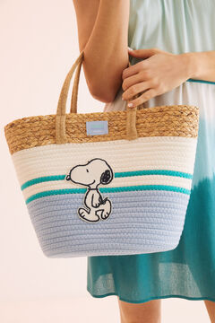 Womensecret Strandtasche Korbtasche Snoopy mit Baumwollschnüren mit Print
