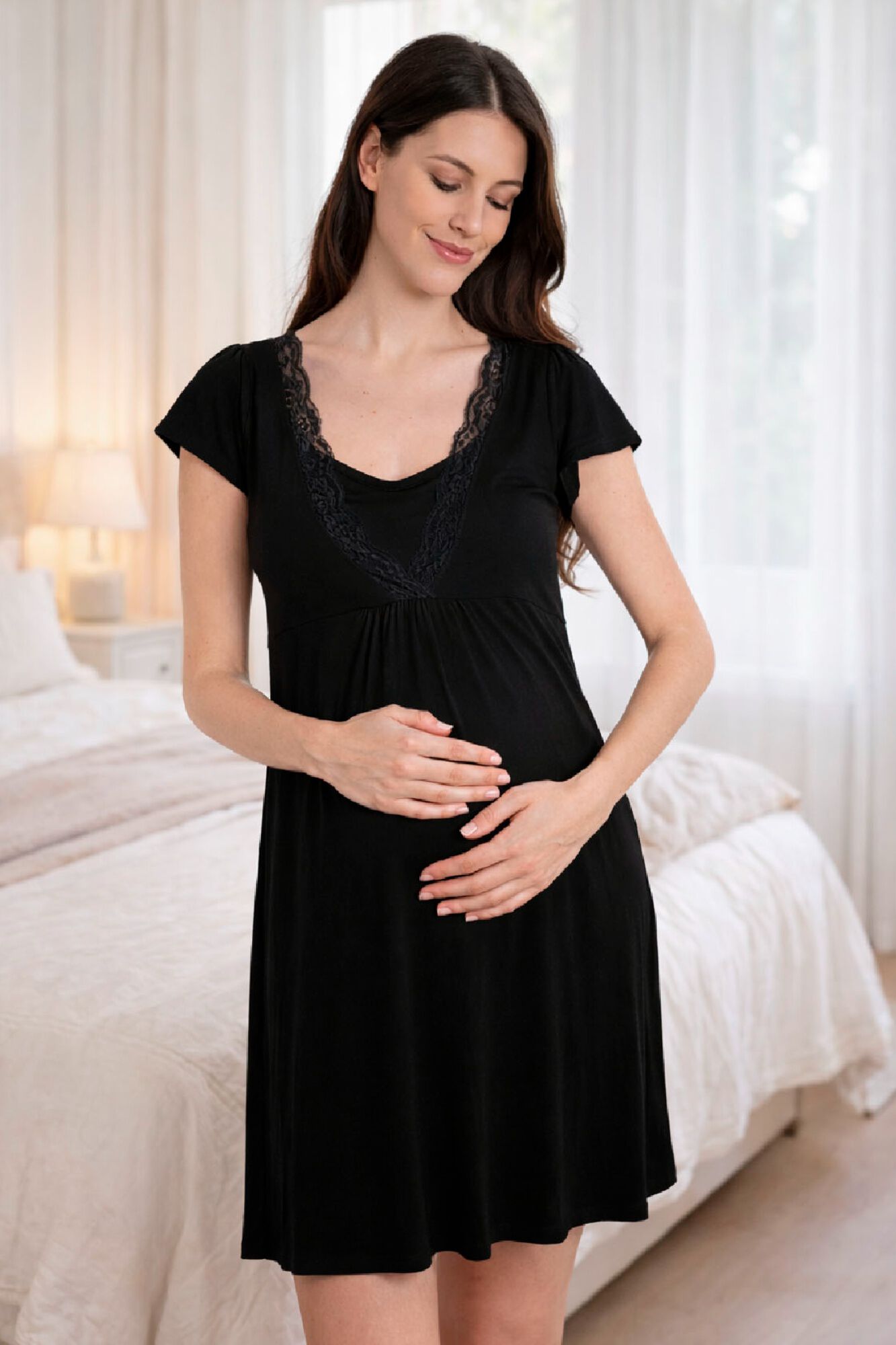 Ohma! Kurz&auml;rmeliges Still-Nachthemd