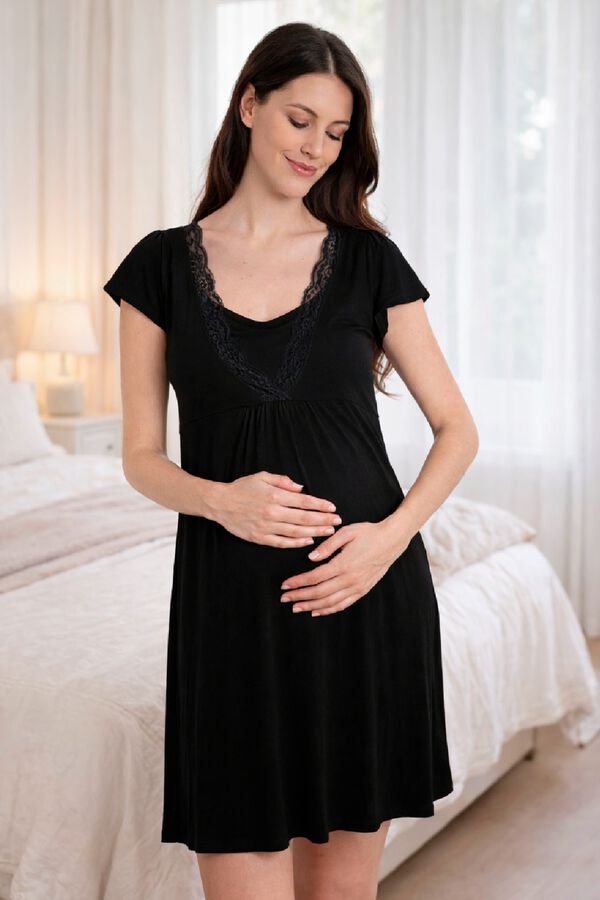 Ohma Camis&oacute;n de lactancia con manga corta negro