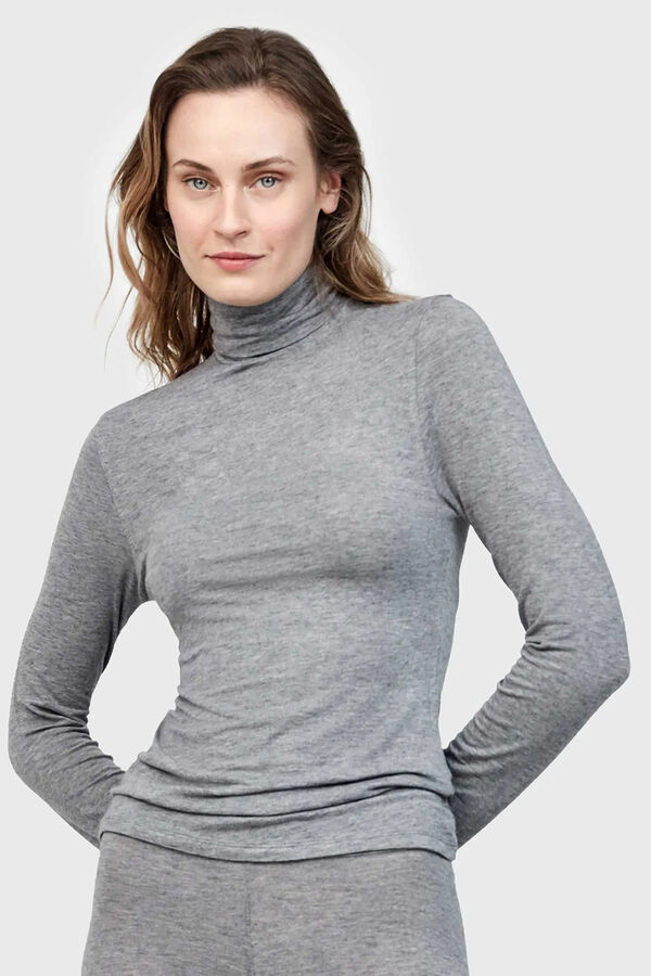 Gisela Thermal high neck T-shirt grey
