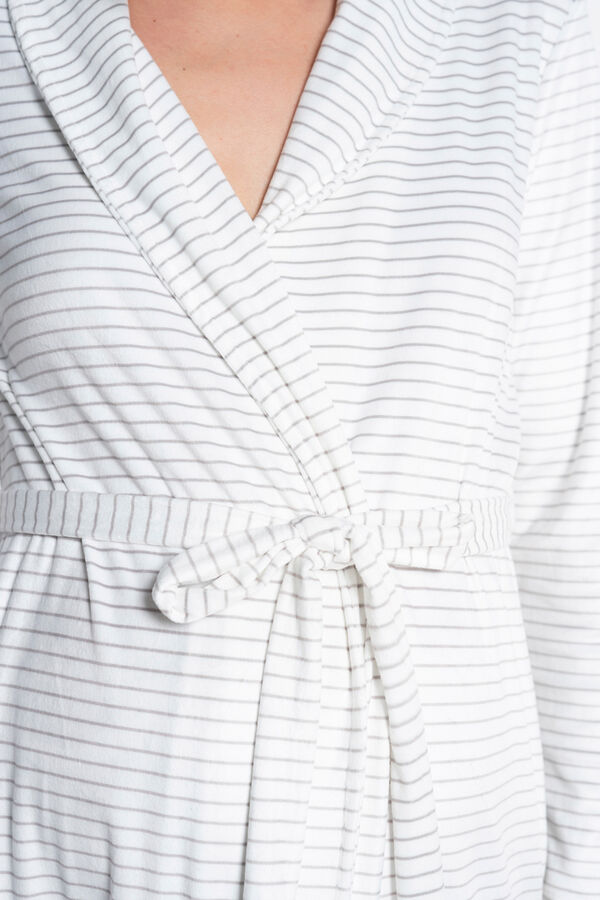 Ohma! Gestreifter Umstandsmode aus Velours Naturwei&szlig;