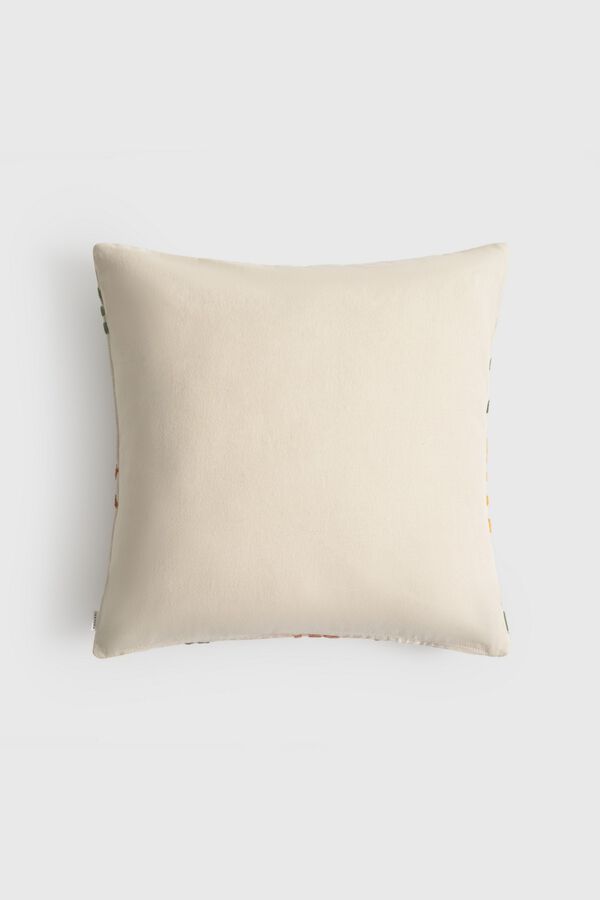 Textura Cotton cushion case with embroidered leaves and flowers printed