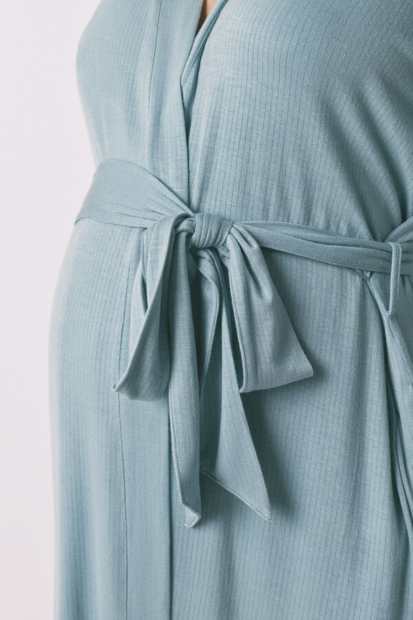 Women'secret Green ribbed belt long robe maternity green