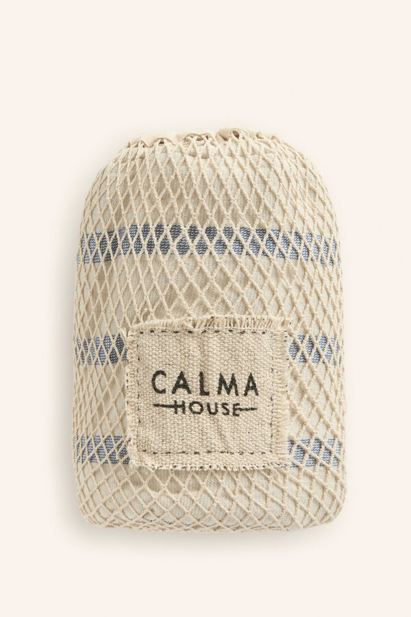 Calma House Toalha de praia Savina azul riscas azul