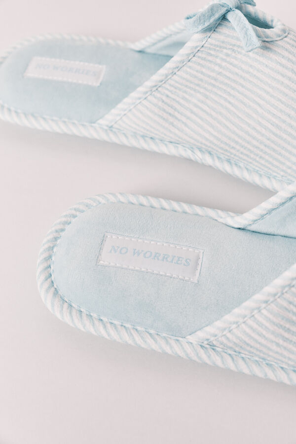 Women'secret Green striped bow slippers green