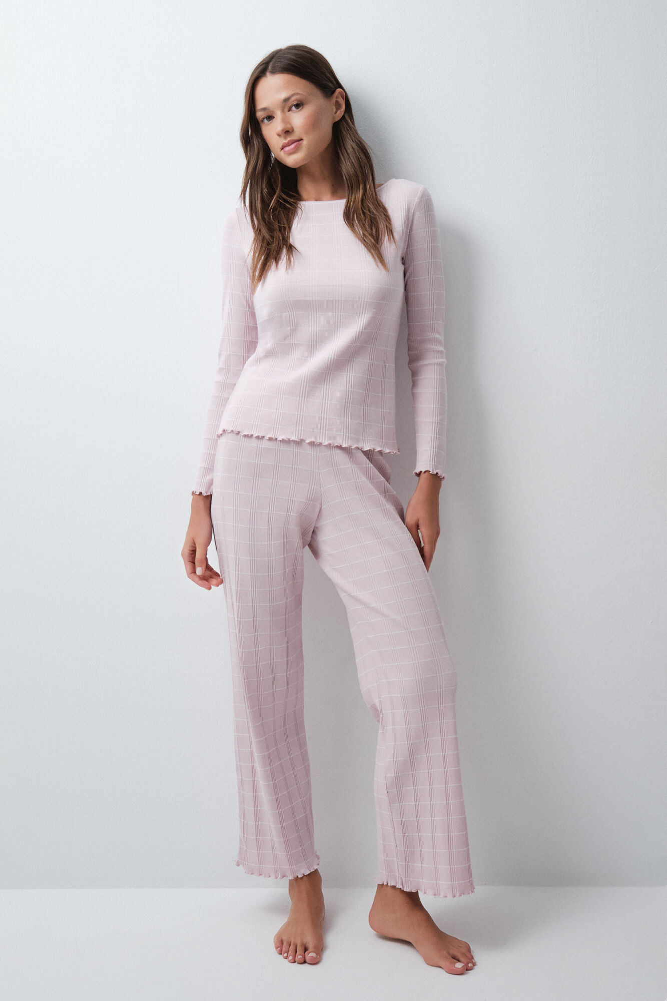 Women'secret Pink striped cotton long pyjamas