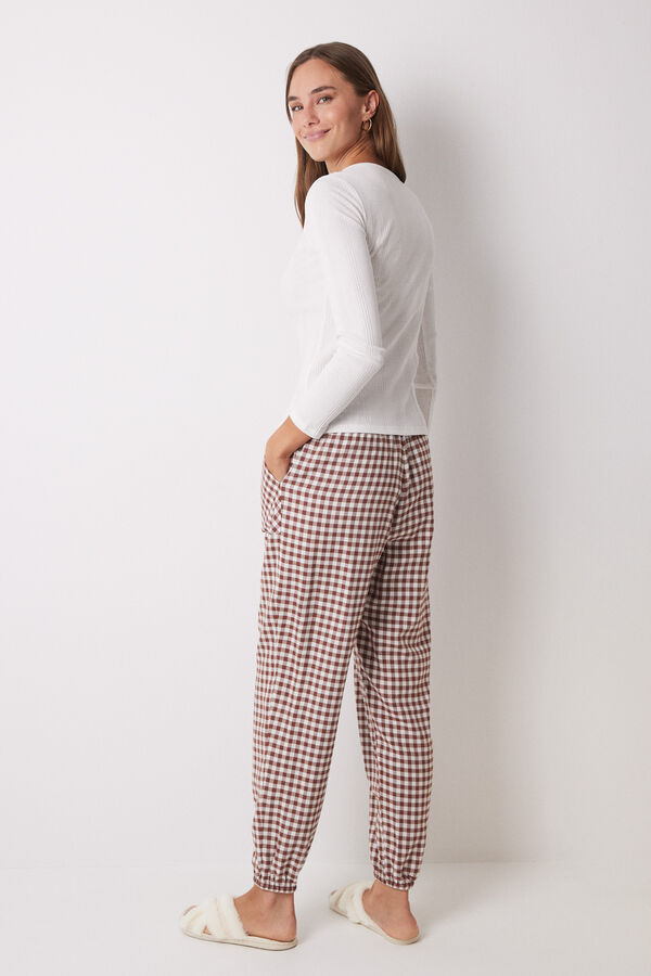 Womensecret Gingham print skinny long pants nude