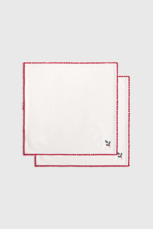 Textura Embroidered set of two napkins white