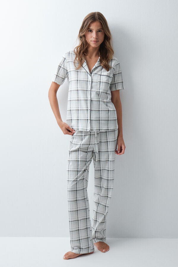 Women'secret Plaid cotton classic pyjamas white