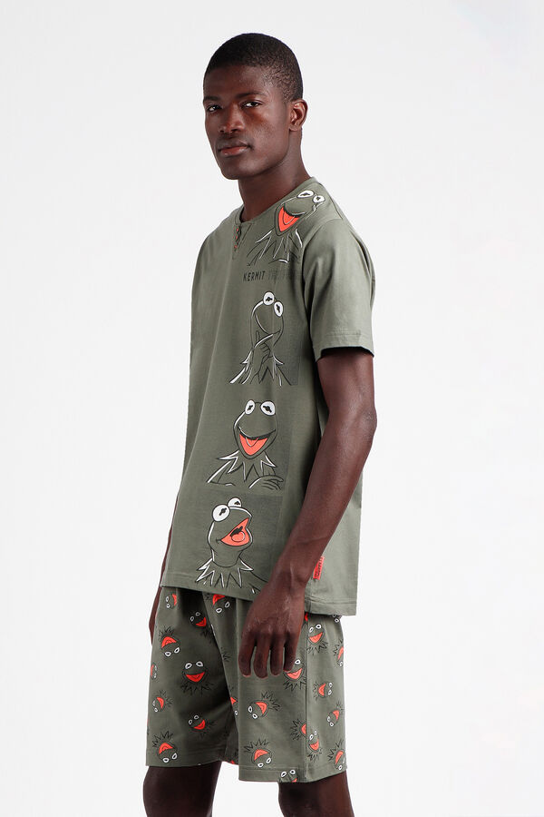 Womensecret DISNEY Crazy Kermit short-sleeved pyjamas for men Kaki