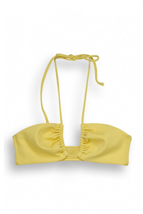 Womensecret Yellow neoprene bandeau bikini top printed