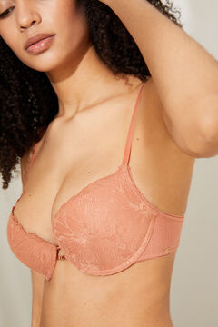 Womensecret GORGEOUS Orange cotton and lace push-up bra brown