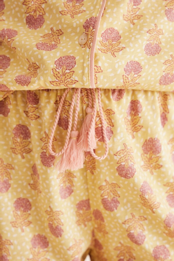 Womensecret Pijama camisero 100% algodón rosas  estampado