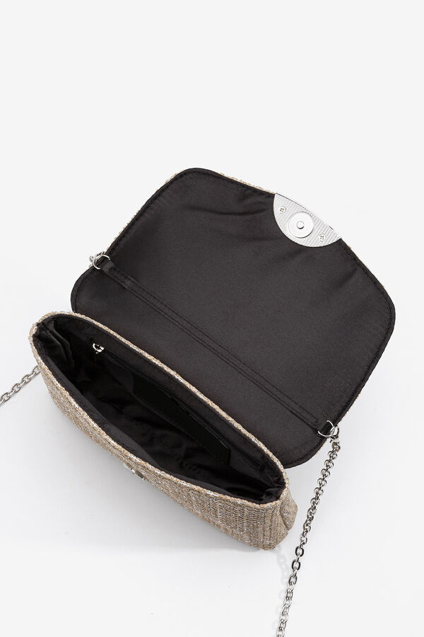 Vilanova Mala Clutch Efeito Palha Brilhante cinzento