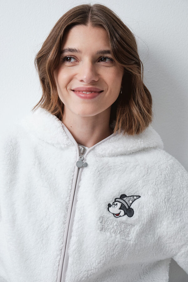 Women'secret Robe de chambre peau de mouton &agrave; capuche Mickey beige