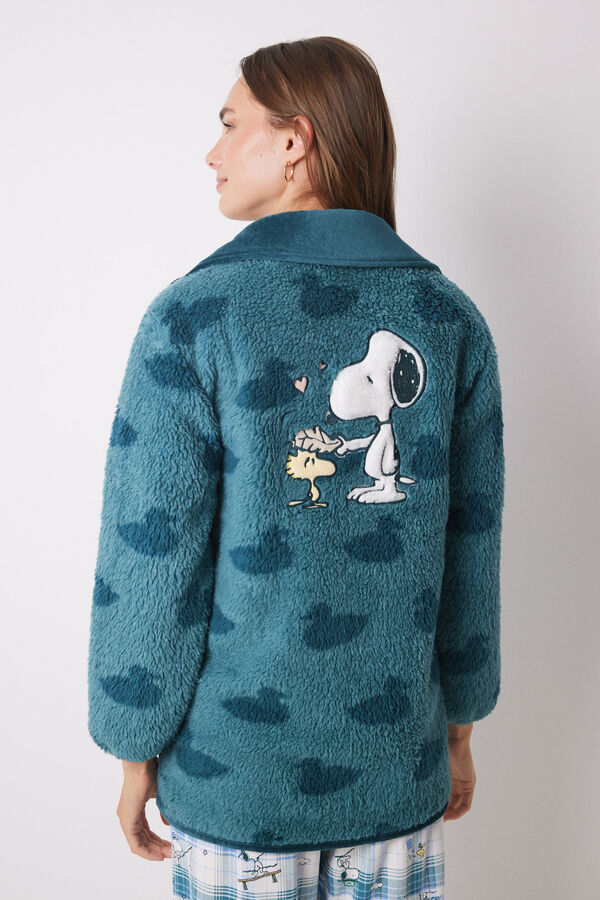 Womensecret Robe de chambre courte peau de mouton Snoopy verte vert