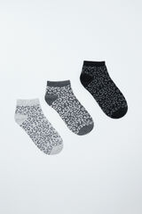 Women'secret Animal print 3-pack ankle socks grey